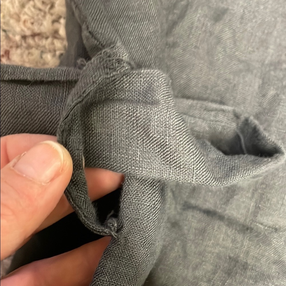 100% linen and lace Gray Sleeveless midi Dress - Picture 4 of 11
